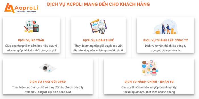 Dịch vụ kế toán trọn gói tại Acproli