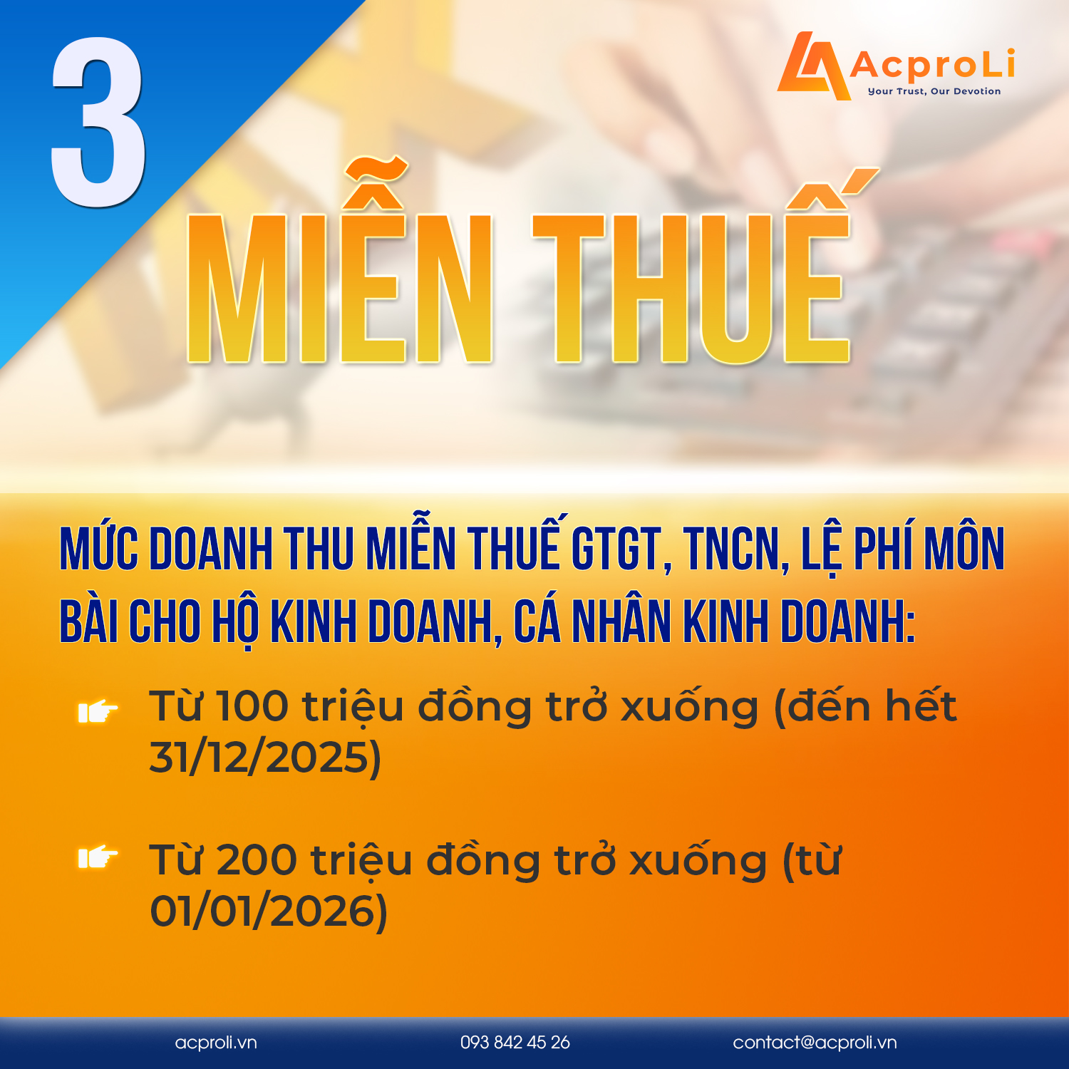  Mức doanh thu được miễn thuế